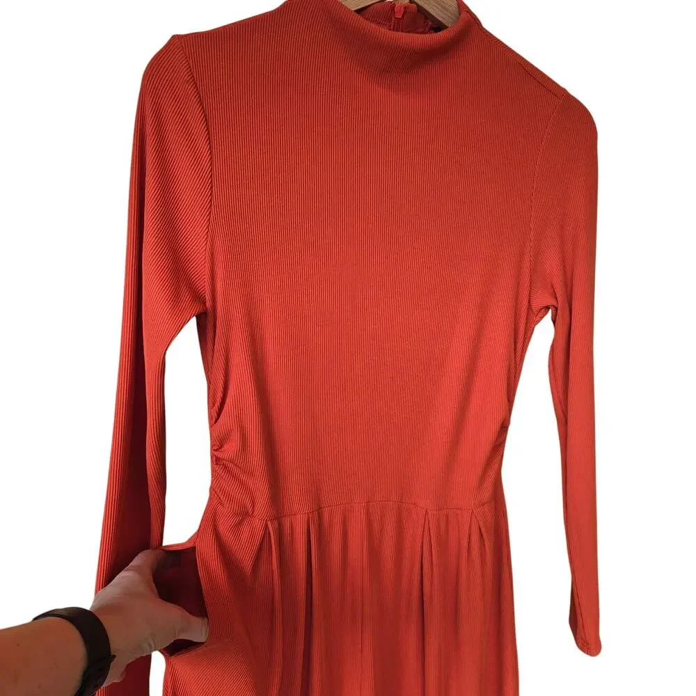 PrettyGarden Small Orange Longsleeve Mockneck Jumpsuit [0105] - Picture 4 of 9